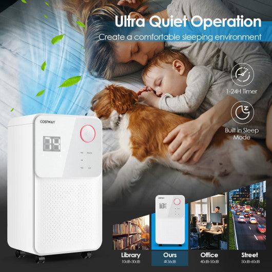 32 Pints 2000 Sq. Ft Dehumidifier for Home and Basements with 3-Color Digital Display-White at Set Shop and Smile