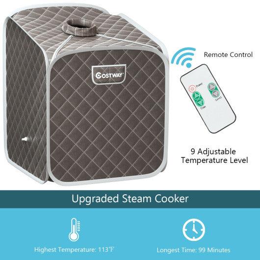 2L Portable Folding Steam Sauna Spa-Gray at Set Shop and Smile