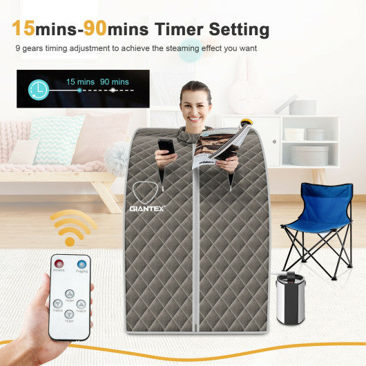 Portable Personal Steam Sauna Spa with 3L Blast-proof Steamer Chair-Coffee - Set Shop and Smile