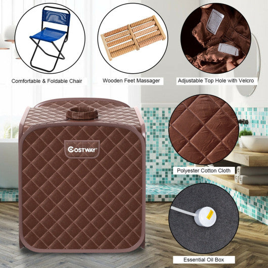 2L Portable Folding Steam Sauna Spa-Coffee - Set Shop and Smile