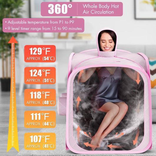 800W 2 Person Portable Steam Sauna Tent SPA with Hat Side Holes 3L Steamer-Pink at Set Shop and Smile