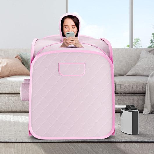 800W 2 Person Portable Steam Sauna Tent SPA with Hat Side Holes 3L Steamer-Pink at Set Shop and Smile