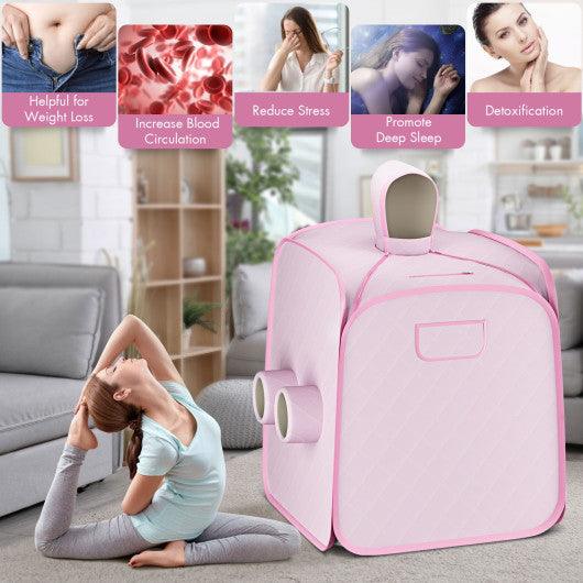 800W 2 Person Portable Steam Sauna Tent SPA with Hat Side Holes 3L Steamer-Pink at Set Shop and Smile