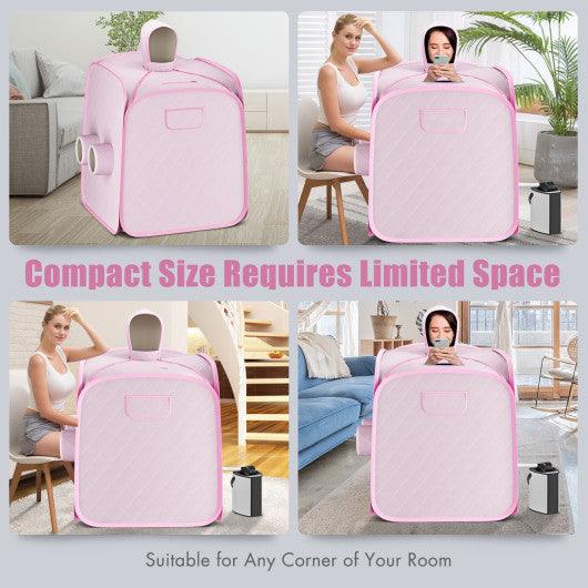 800W 2 Person Portable Steam Sauna Tent SPA with Hat Side Holes 3L Steamer-Pink at Set Shop and Smile