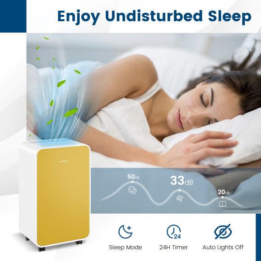 32 Pints/Day Portable Quiet Dehumidifier for Rooms up to 2500 Sq. Ft-Yellow at Set Shop and Smile