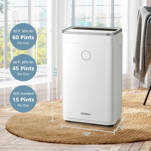 60-Pint Dehumidifier for Home and Basements 4000 Sq. Ft with 3-Color Digital Display-White at Set Shop and Smile