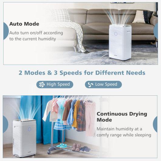 60-Pint Dehumidifier for Home and Basements 4000 Sq. Ft with 3-Color Digital Display-White at Set Shop and Smile