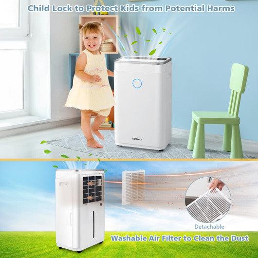 60-Pint Dehumidifier for Home and Basements 4000 Sq. Ft with 3-Color Digital Display-White at Set Shop and Smile