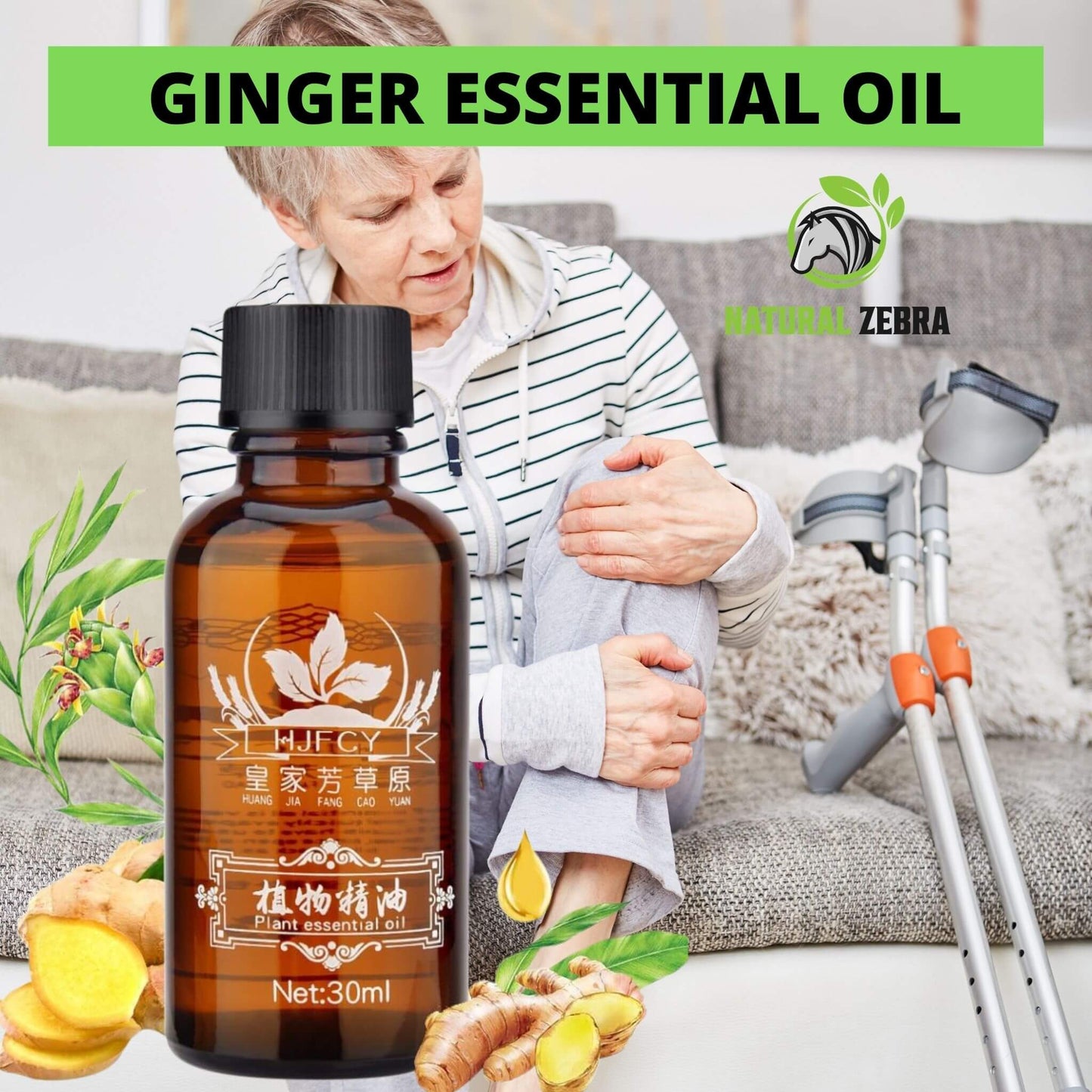 NATURAL ZEBRA | Ginger Essential Oil | 3-Bottles Bundle -