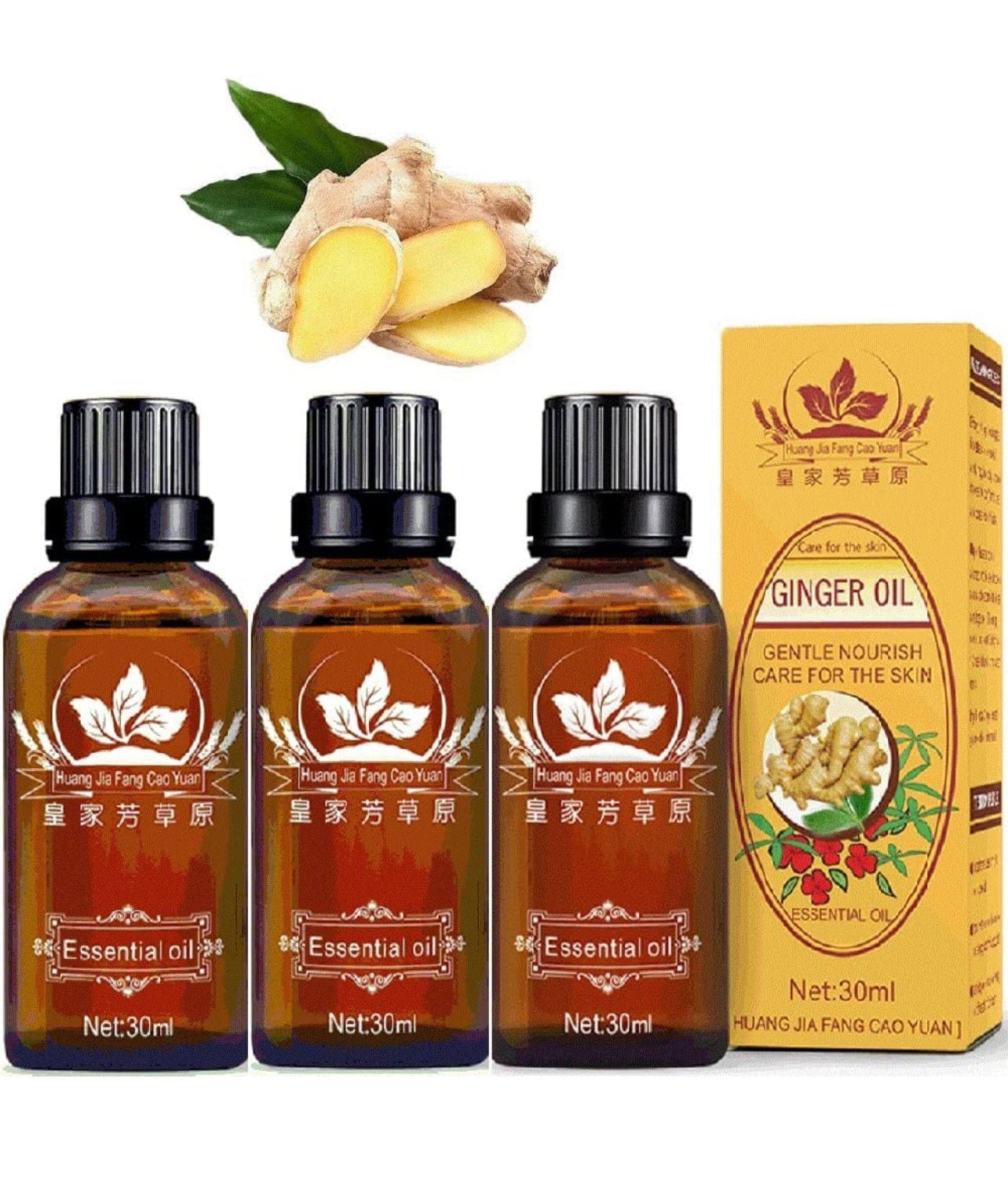 NATURAL ZEBRA | Ginger Essential Oil | 3-Bottles Bundle - 3 Bottles (90ml / 3 fl.oz)