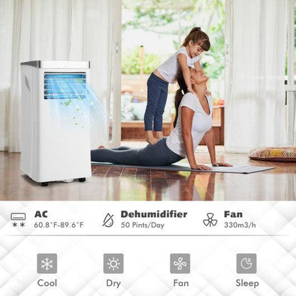 10000BTU 3-in-1 Portable Air Conditioner with Remote Control-White at Set Shop and Smile