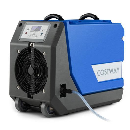 180 PPD Commercial Dehumidifier with Pump Drain Hose and Wheels-Blue at Set Shop and Smile