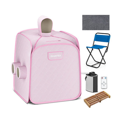 800W 2 Person Portable Steam Sauna Tent SPA with Hat Side Holes 3L Steamer-Pink - Set Shop and Smile