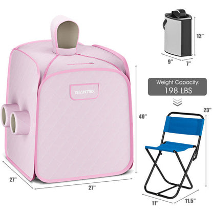 800W 2 Person Portable Steam Sauna Tent SPA with Hat Side Holes 3L Steamer-Pink - Set Shop and Smile