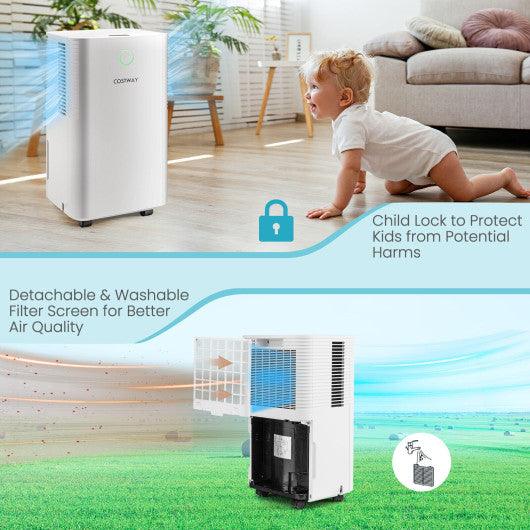 1750 Sq. Ft 32 Pints Dehumidifier with Auto Defrost and 24H Timer Drain Hose-White at Set Shop and Smile