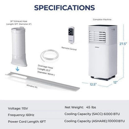 10000 BTU Air Cooler with Fan and Dehumidifier Mode-Black at Set Shop and Smile