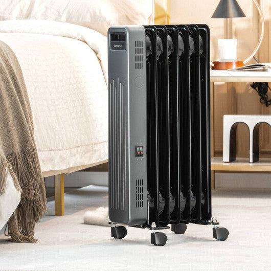 1500W Portable Oil-Filled Radiator Heater for Home and Office-Black at Set Shop and Smile