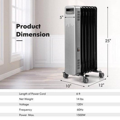 1500W Portable Oil-Filled Radiator Heater for Home and Office-Black at Set Shop and Smile