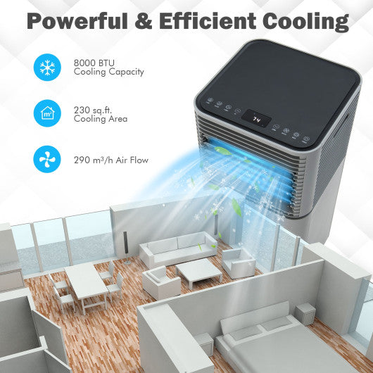 8000 BTU 3-in-1 Air Cooler with Dehumidifier and Fan Mode-Gray - Set Shop and Smile