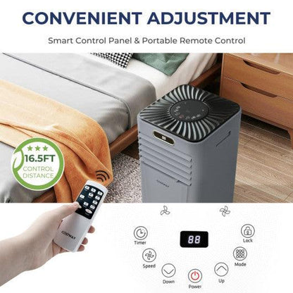 10000 BTU 4-in-1 Portable Air Conditioner with Dehumidifier and Fan Mode-Gray at Set Shop and Smile