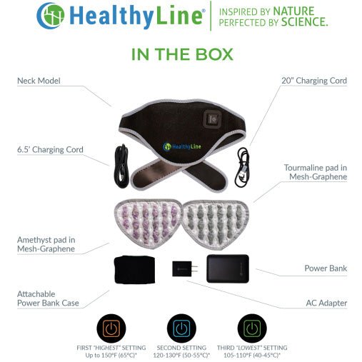 HealthyLine | Healthyline Portable Heated Gemstone Pad for Neck with Power-bank -