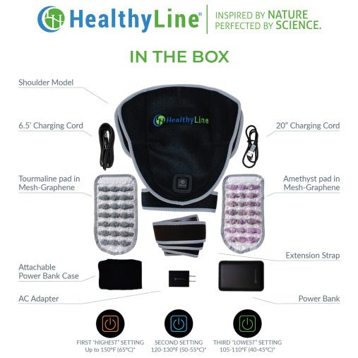 HealthyLine | HealthyLine Portable Heated Gemstone Pad - Shoulder Model with Power-bank -