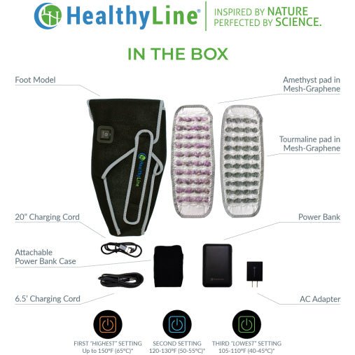 HealthyLine | HealthyLine Portable Heated Gemstone Pad - Foot Model with Power-bank -
