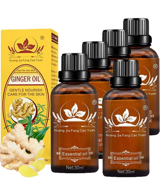 NATURAL ZEBRA | Ginger Essential Oil | 5 Bottles Bundle - 5 Bottles (150ml / 5 fl.oz)