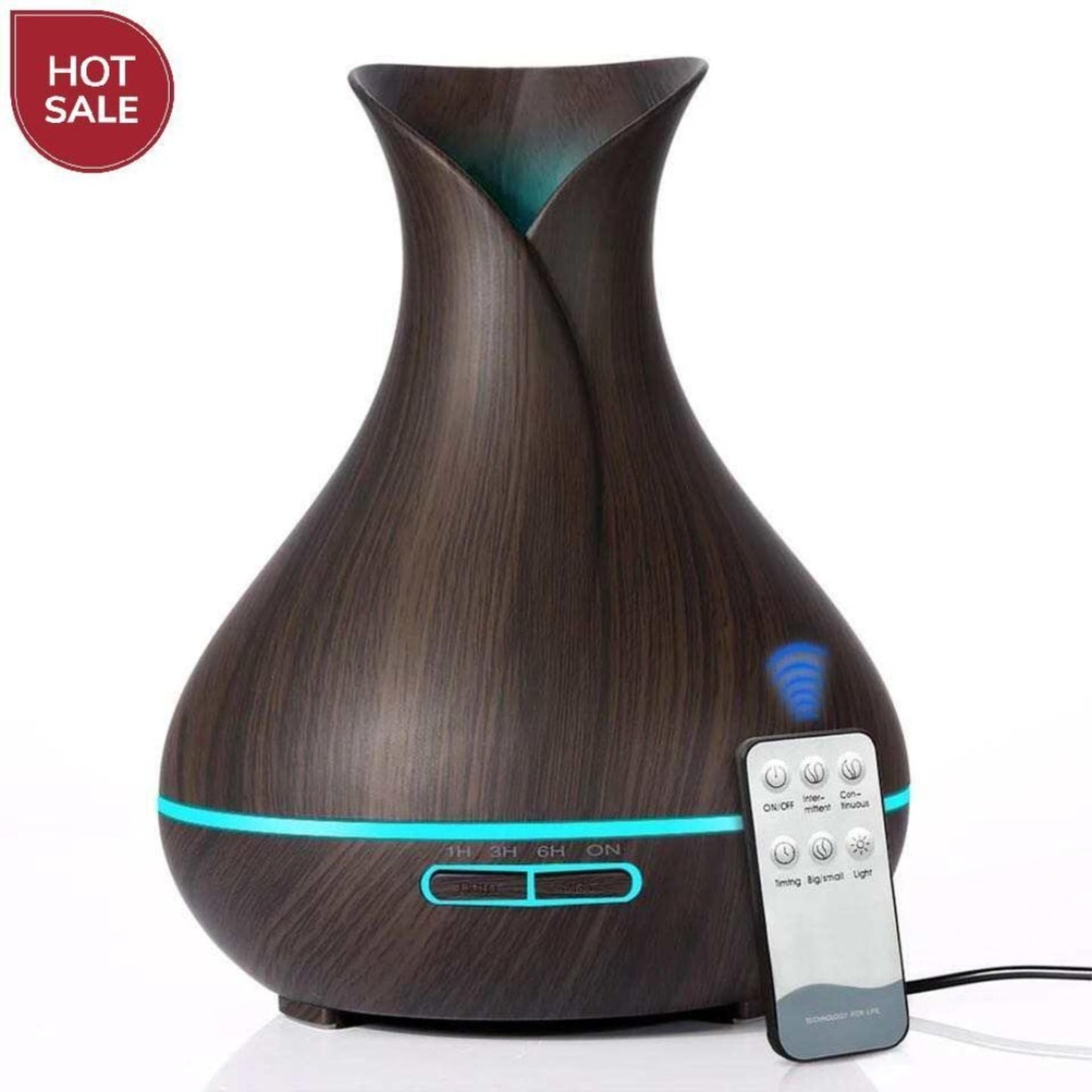 NATURAL ZEBRA | 400ml Ultrasonic Aroma Diffuser Air Humidifier - Dark Wood (400ml)